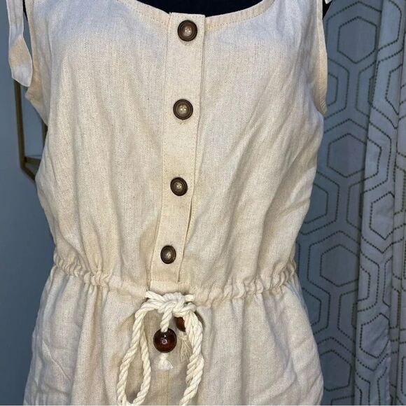 Linen blend sleeveless romper with tie waist Size S - Picture 4 of 8